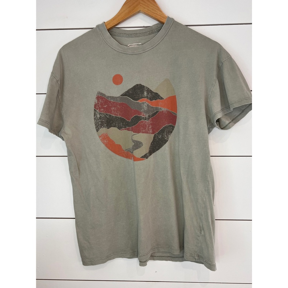 Modish Rebel Womens Tan Mountain Graphic Tee Cotton Short Sleeve XS indie